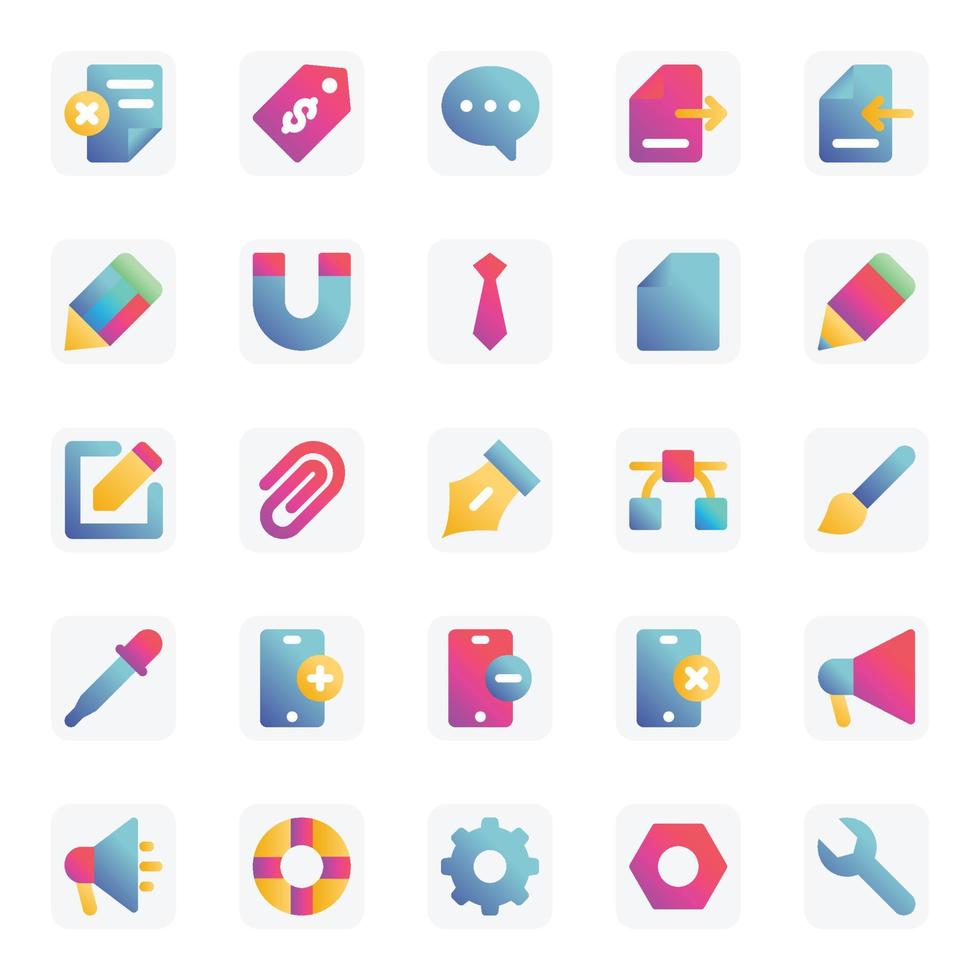 Gradient color icons for Universal web and mobile. vector