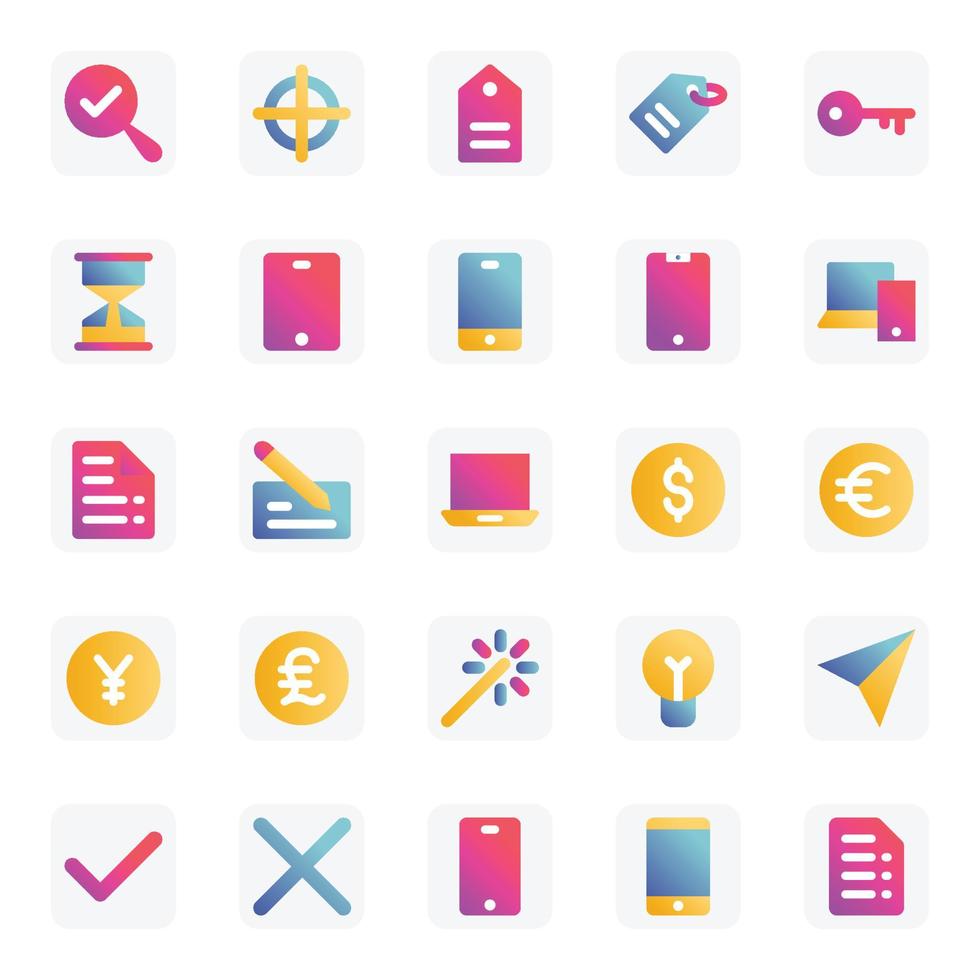 Gradient color icons for Universal web and mobile. vector