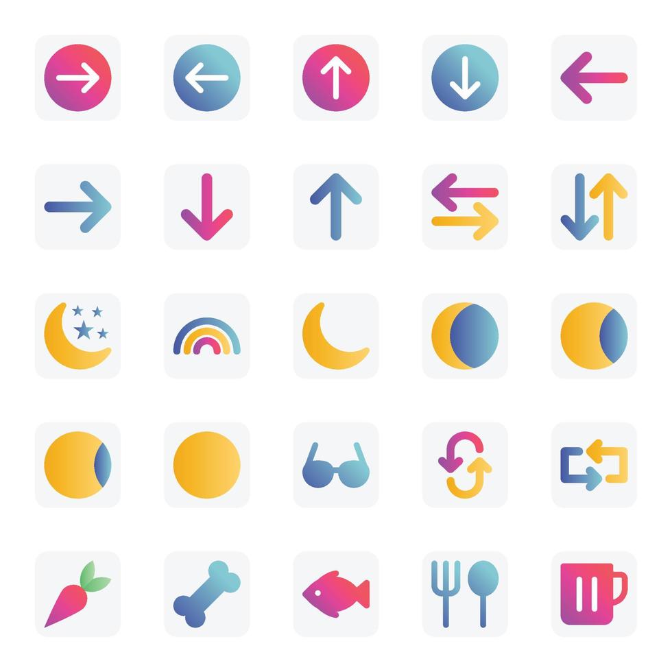 Gradient color icons for Universal web and mobile. vector