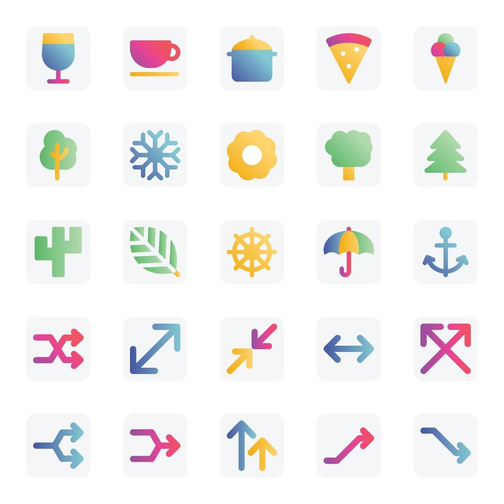 Gradient color icons for Universal web and mobile. vector
