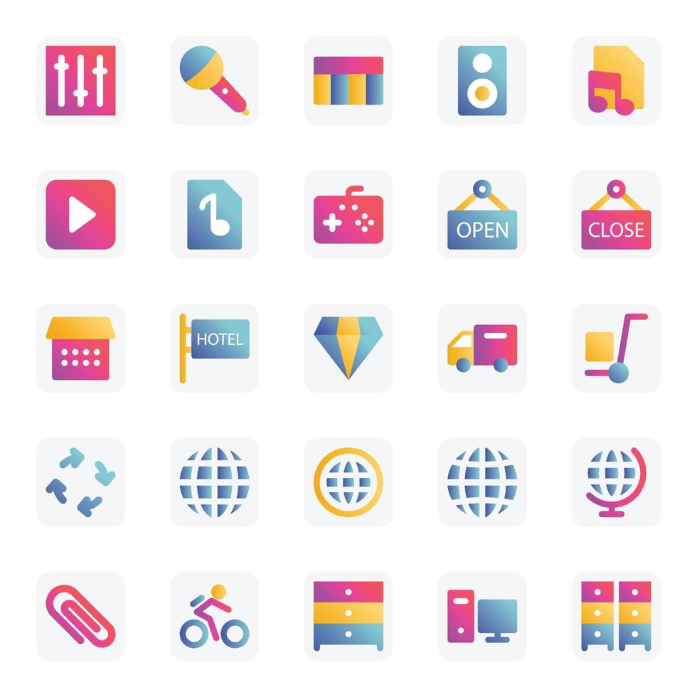 Gradient color icons for Universal web and mobile. vector