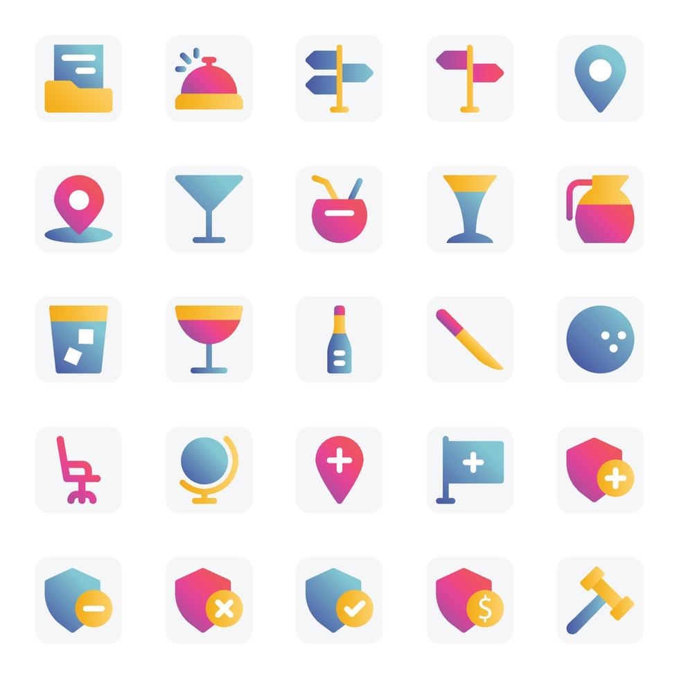 Gradient color icons for Universal web and mobile. vector