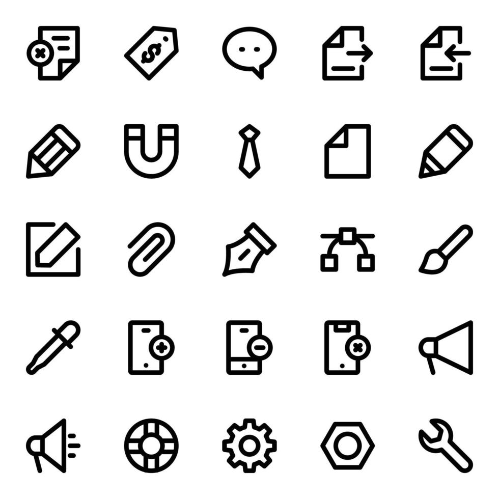 Outline icons for Universal web and mobile. vector