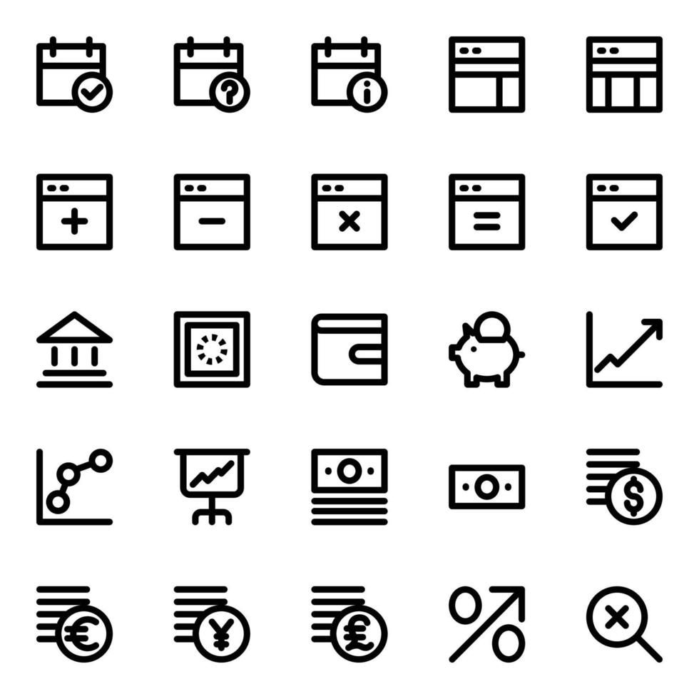 Outline icons for Universal web and mobile. vector