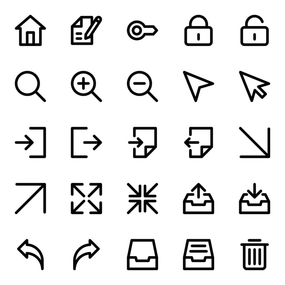 Outline icons for Universal web and mobile. vector