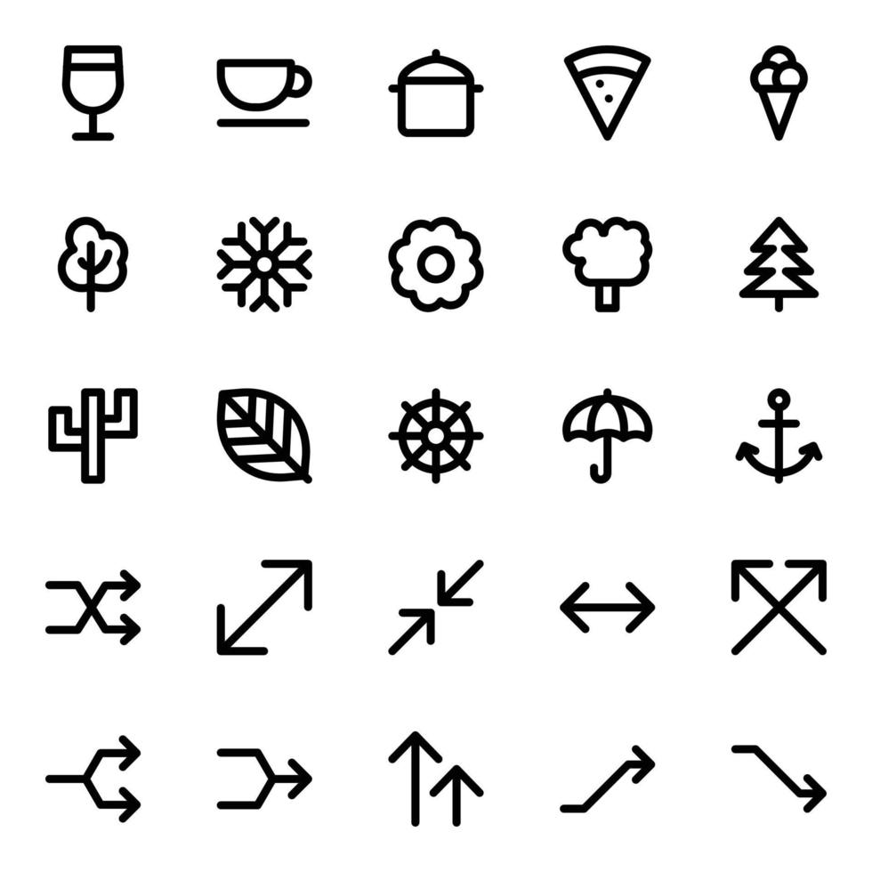 Outline icons for Universal web and mobile. vector