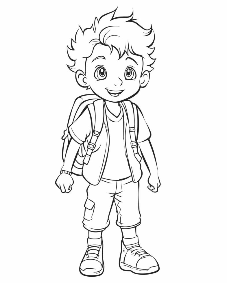 School Boy Coloring Page 22915997 Vector Art at Vecteezy