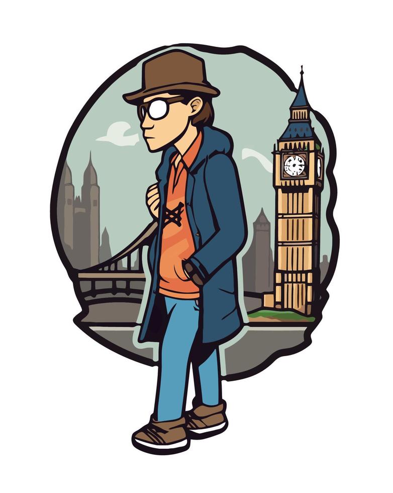 hombre posando en Londres vector