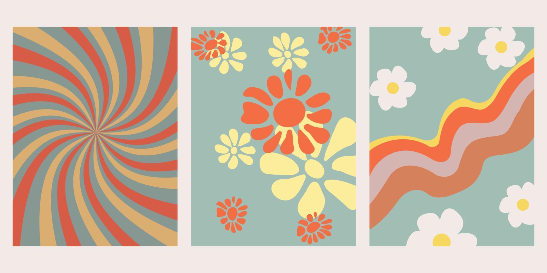 maravilloso 70s antecedentes .1 dibujado a mano vector ilustración. setenta estilo, maravilloso fondo, fondo de pantalla. plano diseño, hippie estético. vector ilustración