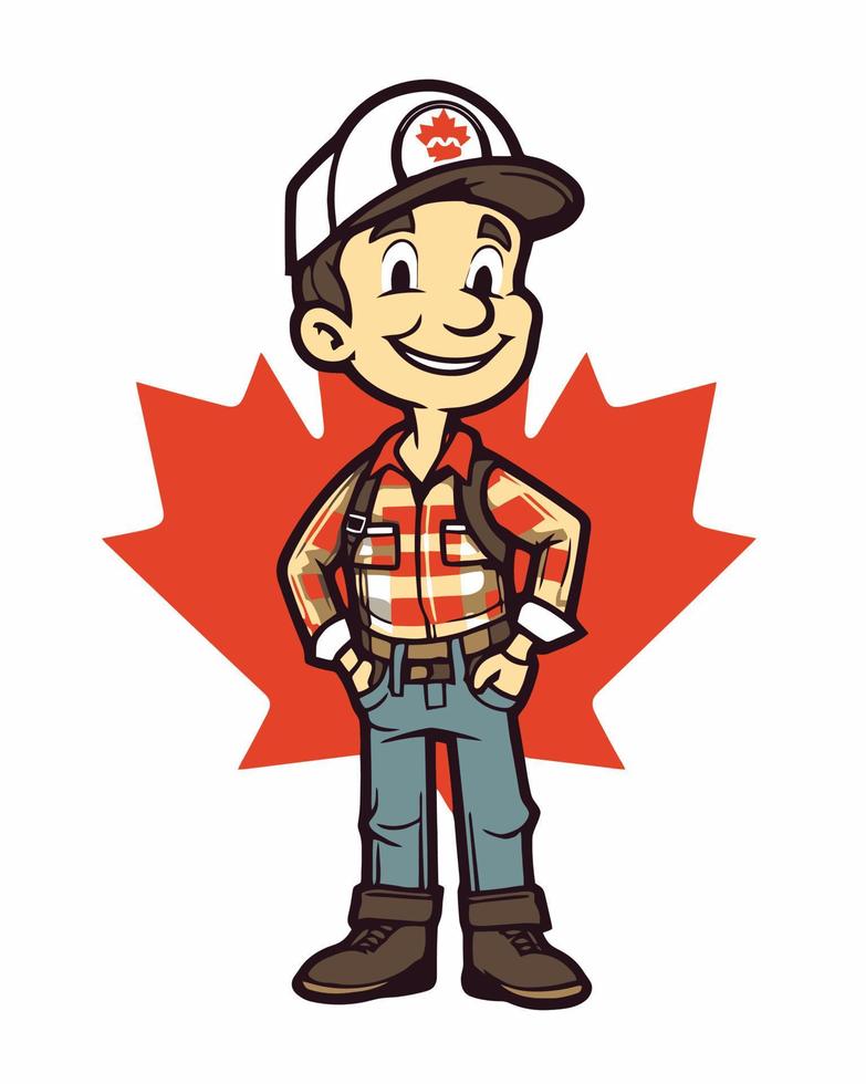 contento canadiense hombre posando vector