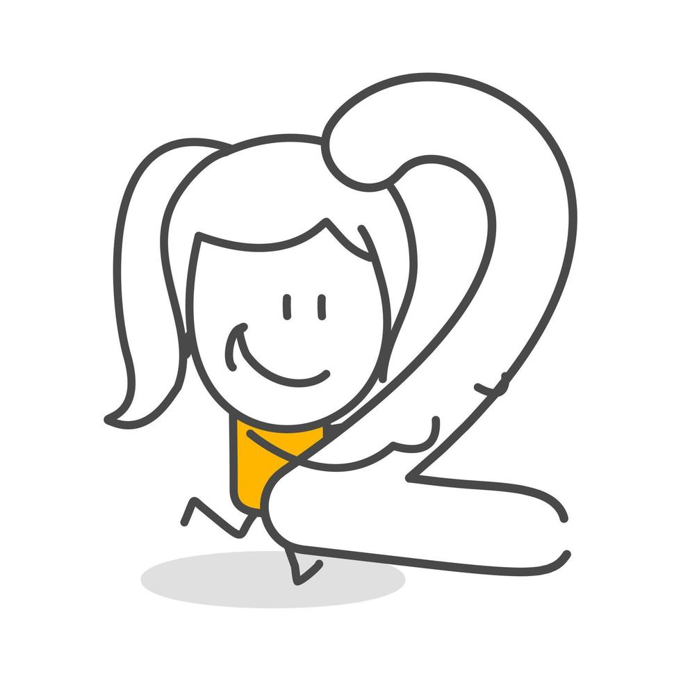 Stick figures. Numbers. Hand drawn doodle line art cartoon design character. vector