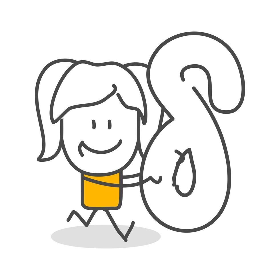 Stick figures. Numbers. Hand drawn doodle line art cartoon design character. vector