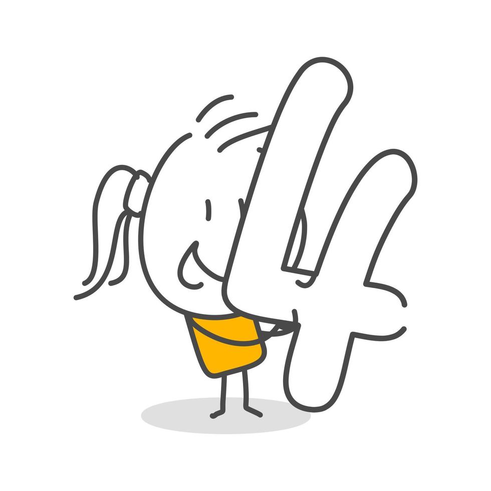 Stick figures. Numbers. Hand drawn doodle line art cartoon design character. vector