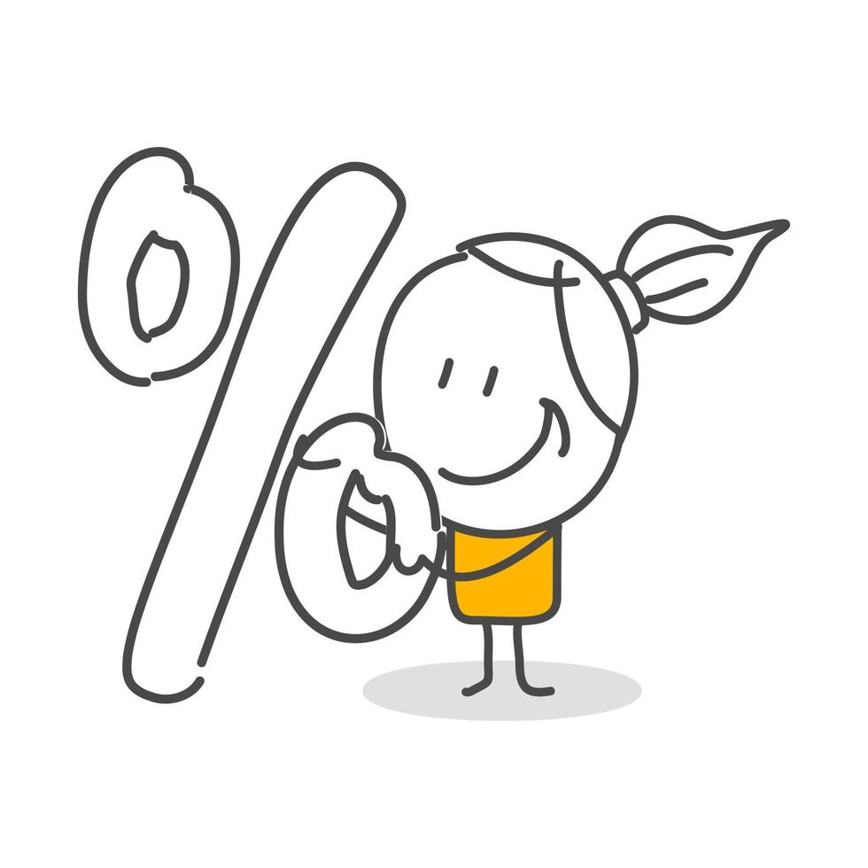 Stick figures. Numbers. Hand drawn doodle line art cartoon design character. vector