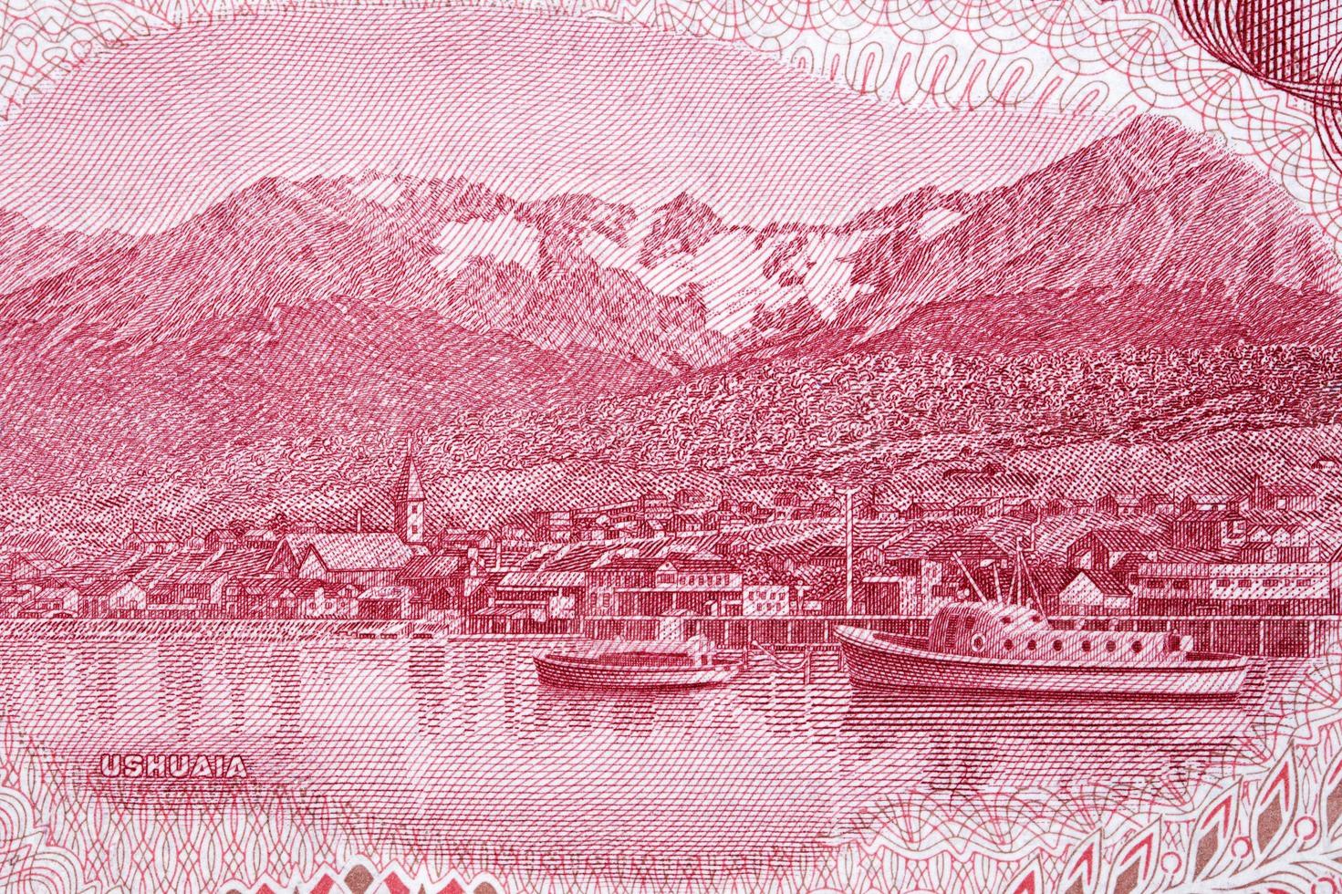 Ushuaia harbor from Argentinian money photo