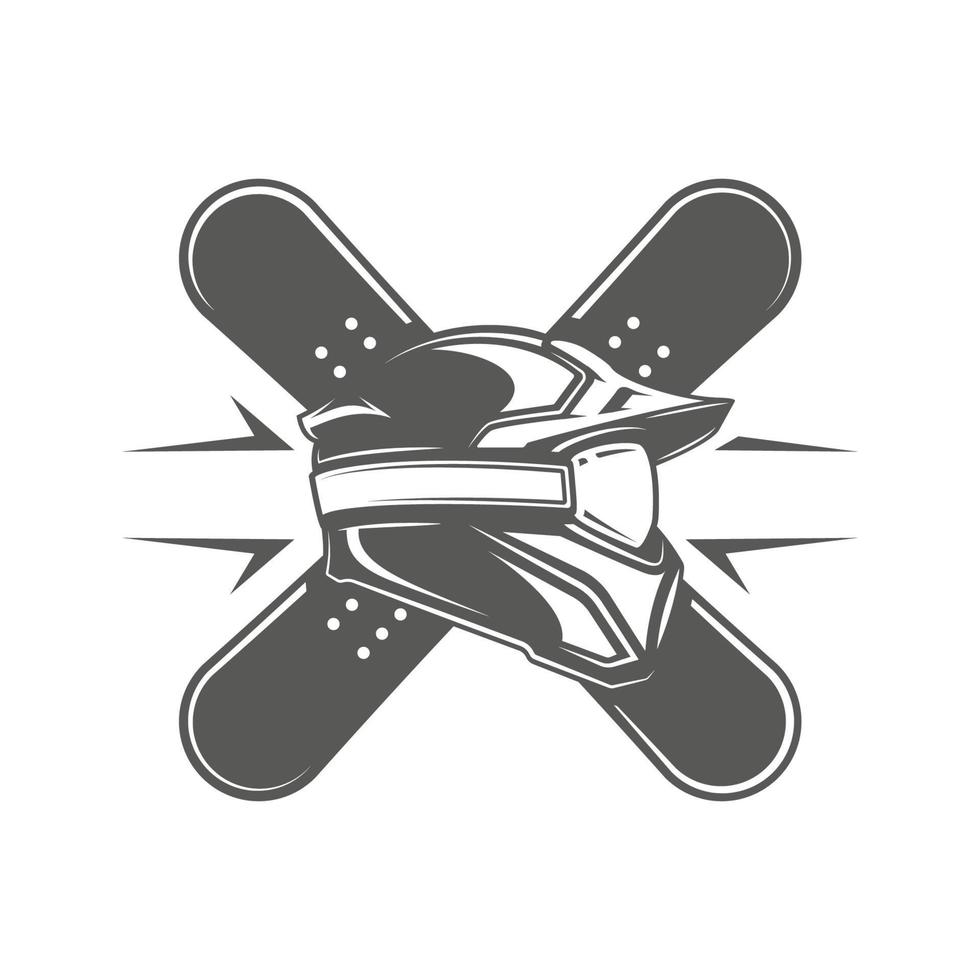 Snowboards and helmet isolated on white background vector