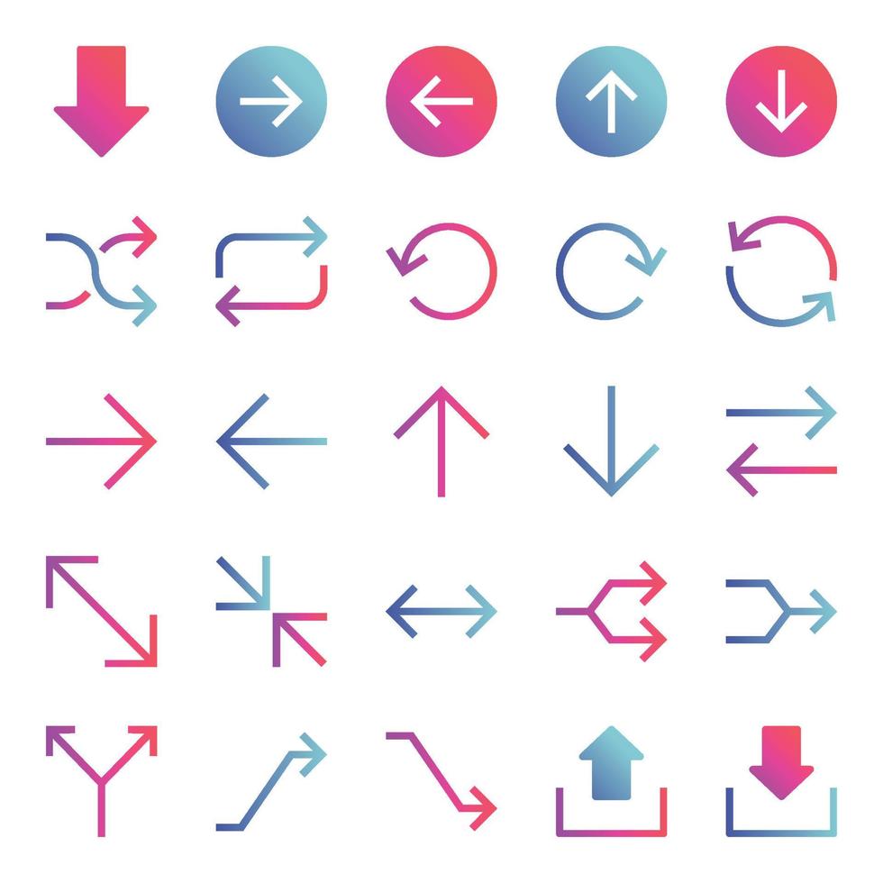 Gradient color icons for Universal, web. vector