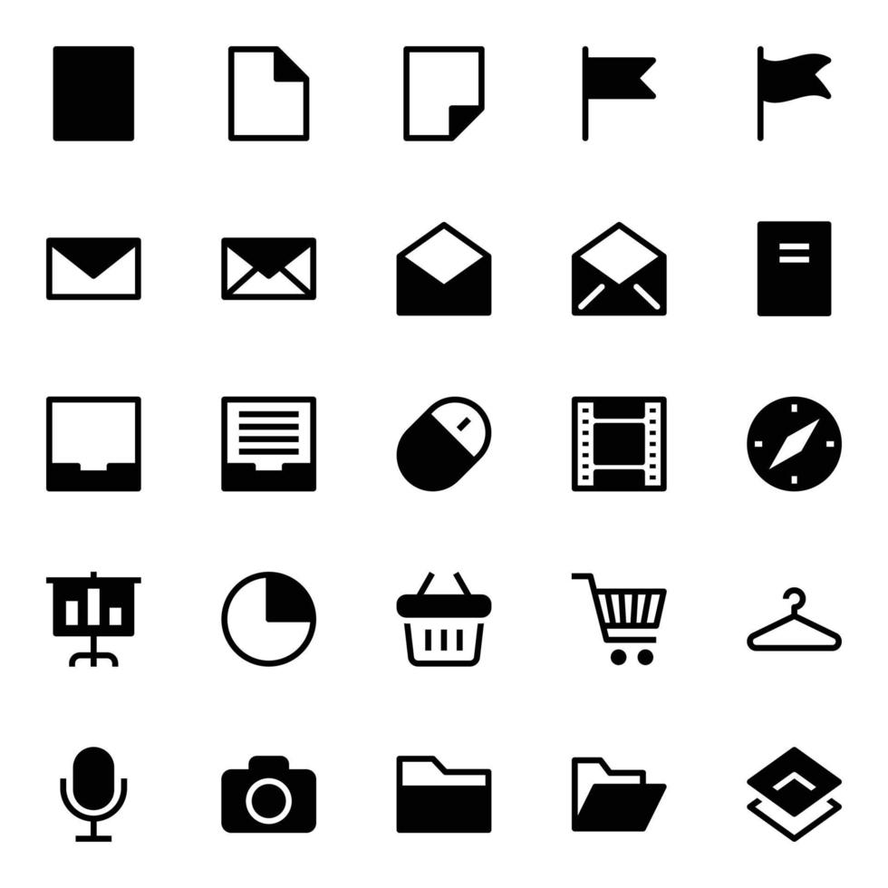 Glyph icons for Universal, web. vector