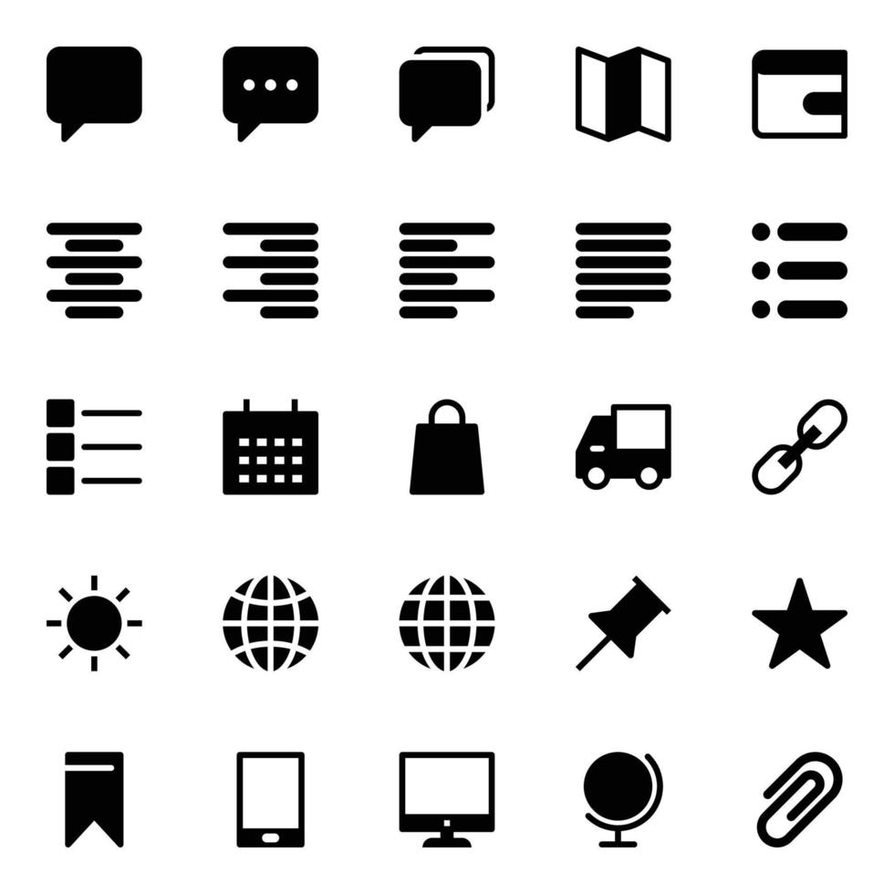 Glyph icons for Universal, web. vector