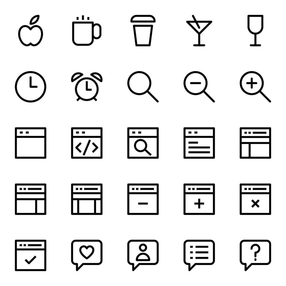 Outline icons for Universal, web. vector