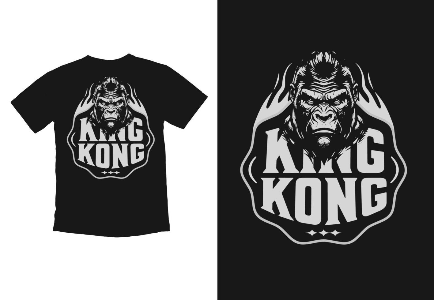 Angry gorilla t-shirt print design. Vector illustration on black and white background