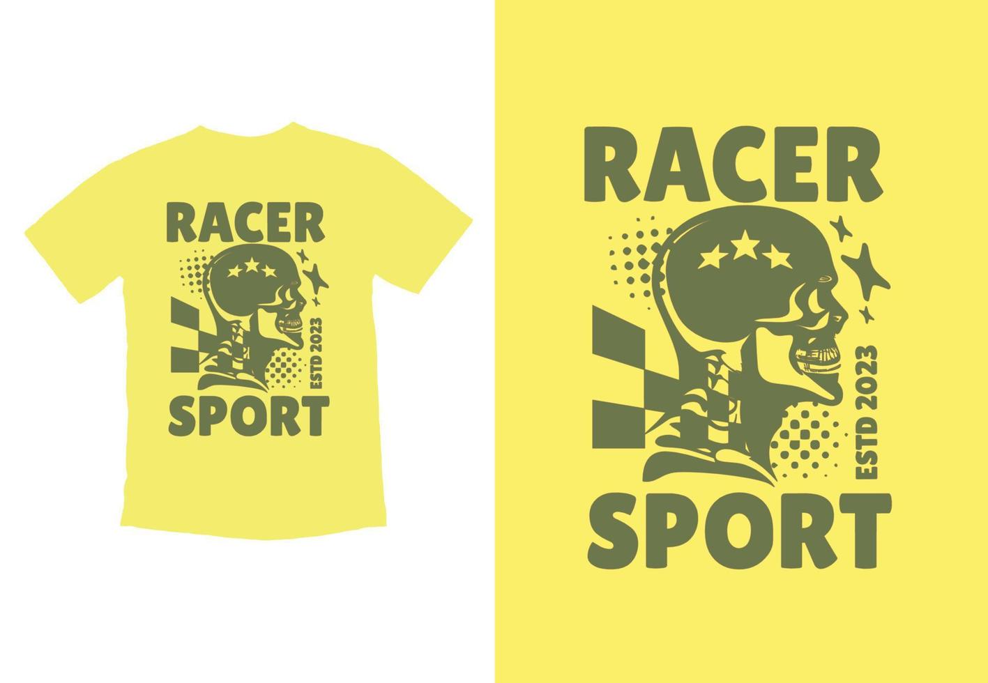 Racer Sport T-shirt Graphic Design. Vector Illustration.