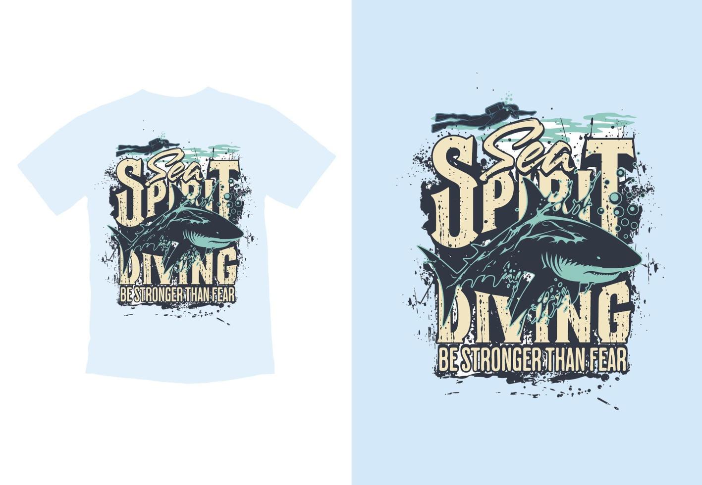 T-shirt print design with shark and typography. Vector illustration