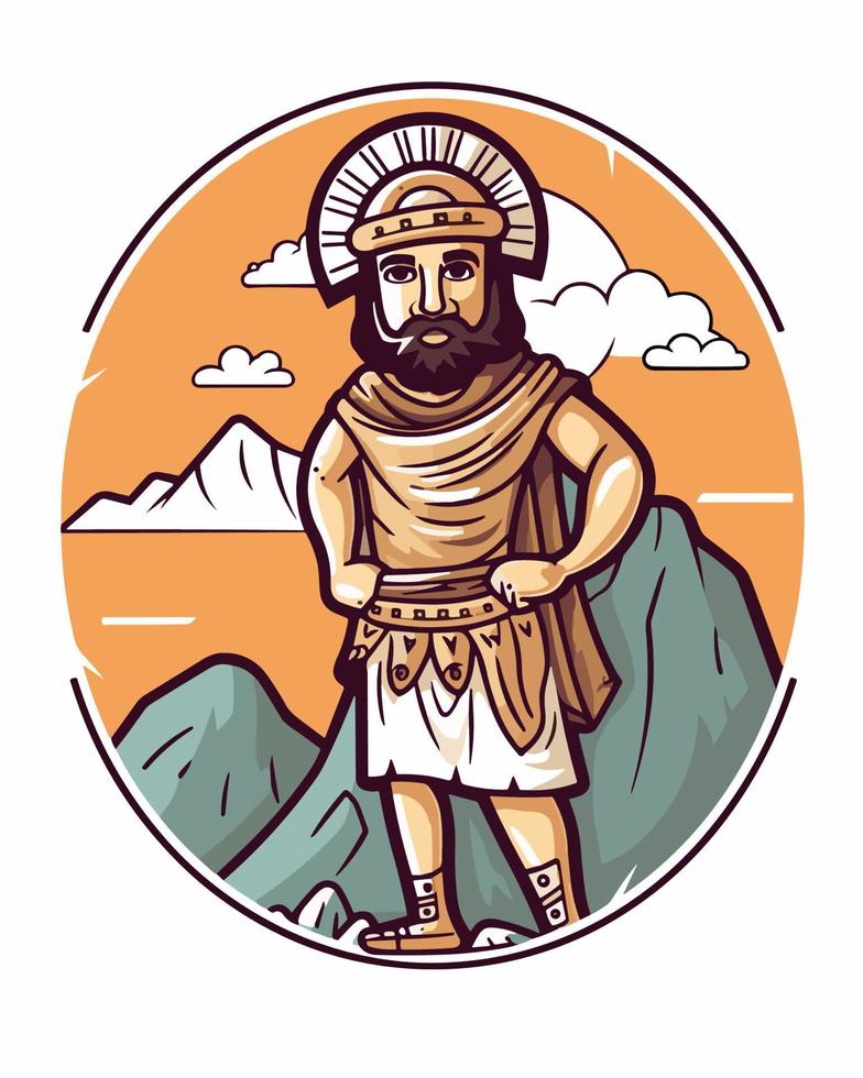 Greek Man on Mountain vector