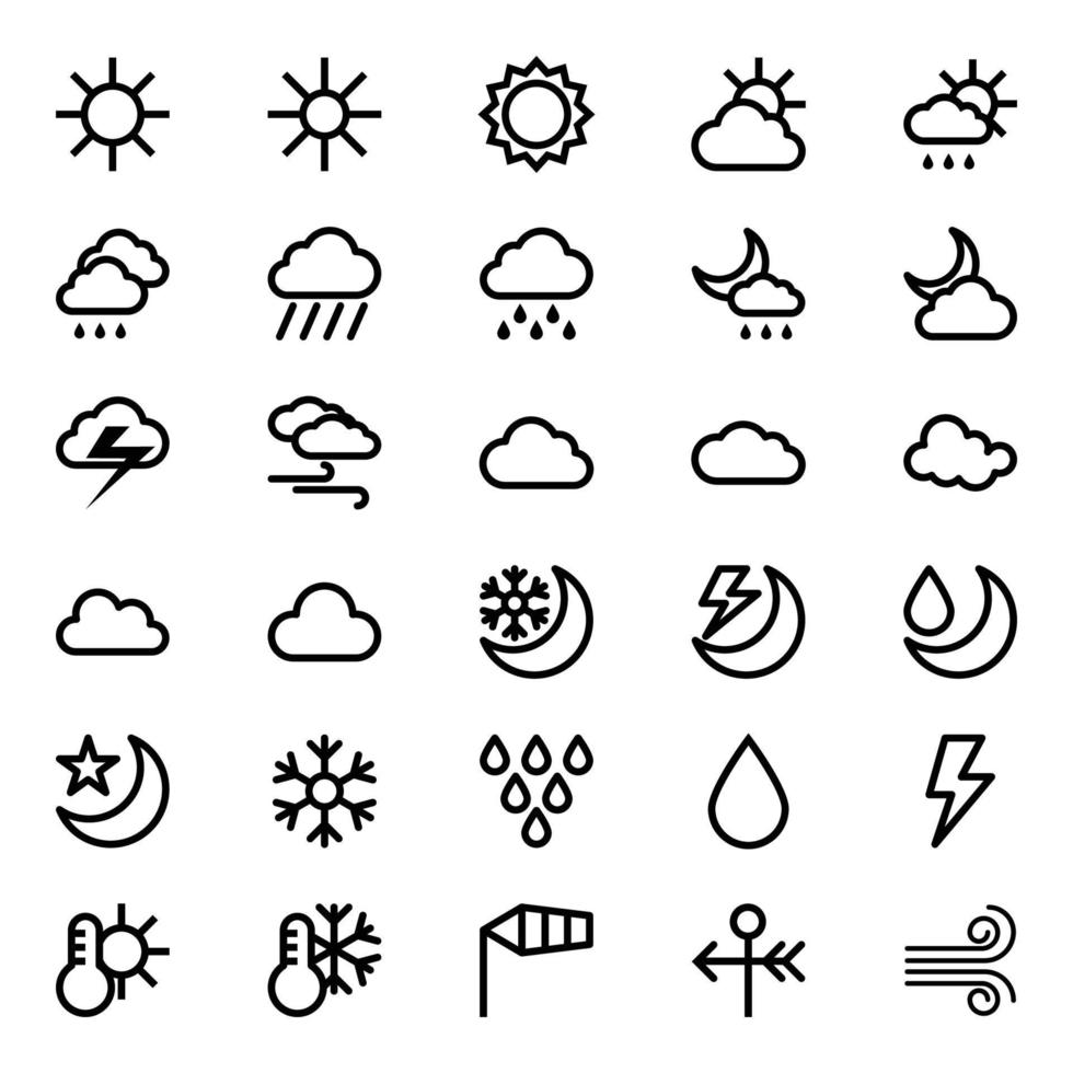 Outline color icons for Weather. vector