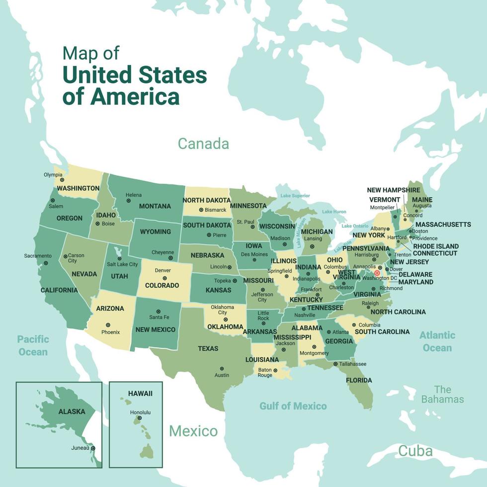 mapa de estados unidos de america vector