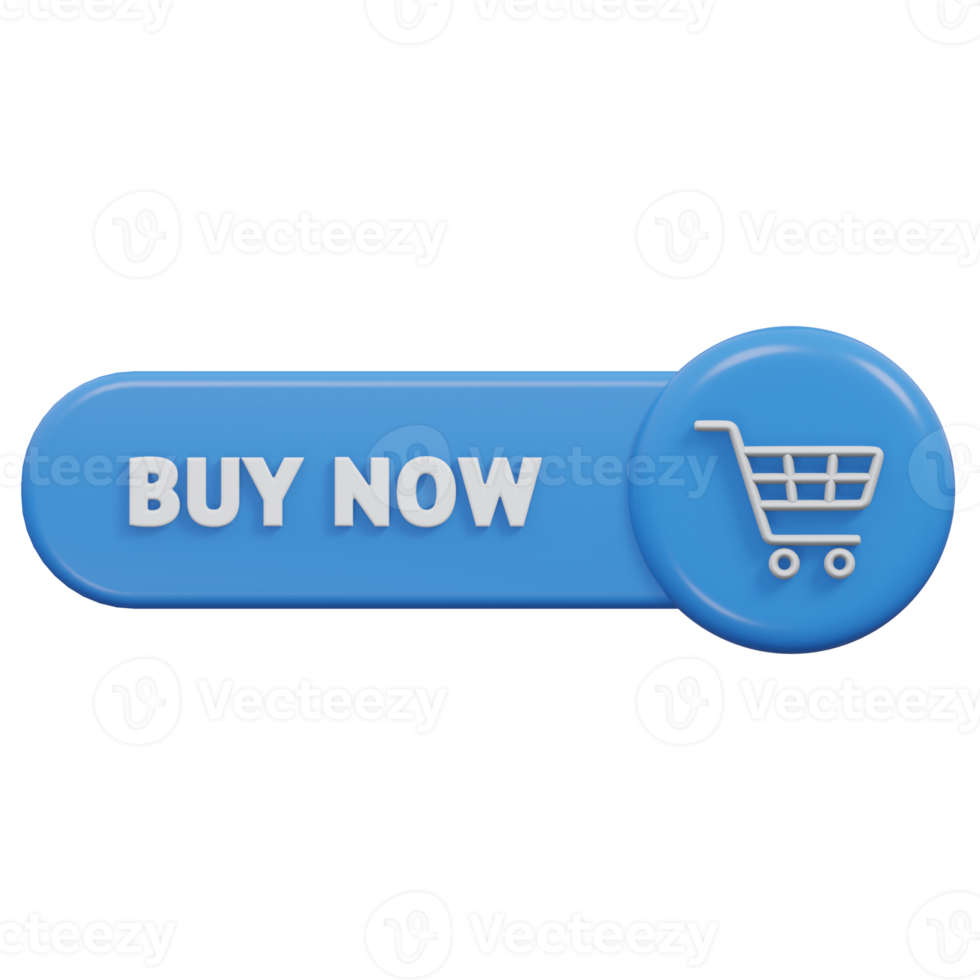 buy now button 3d render, transparent background, click button png