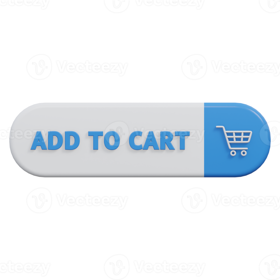 add to cart button 3d render, transparent background, click button png