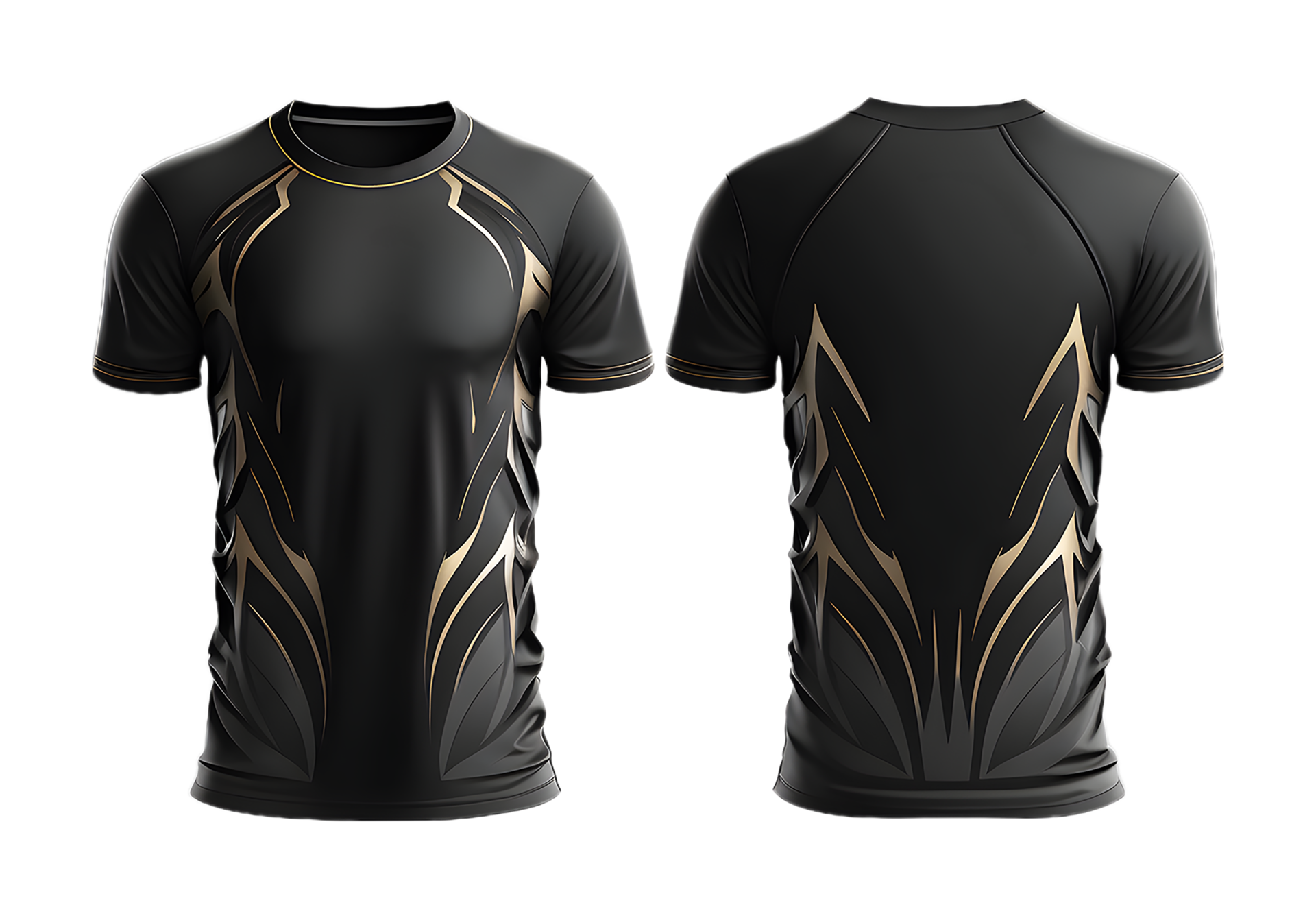 Black sport t-shirt with abstract pattern. blank t-shirt mockup ...