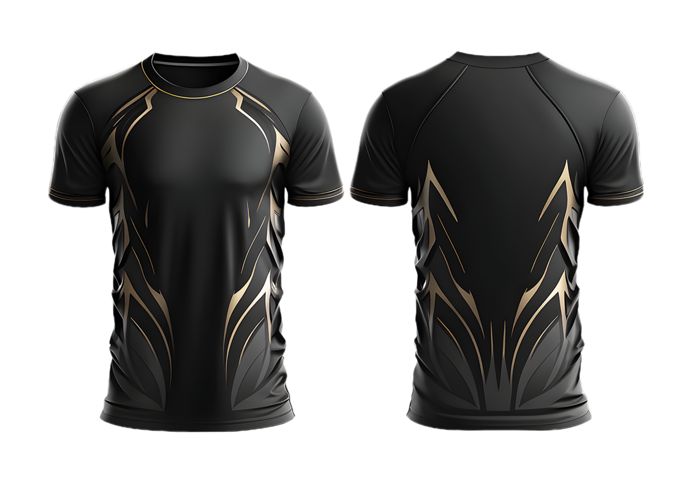 schwarz Sport T-Shirt mit abstrakt Muster. leer T-Shirt Attrappe, Lehrmodell, Simulation Vorlage png