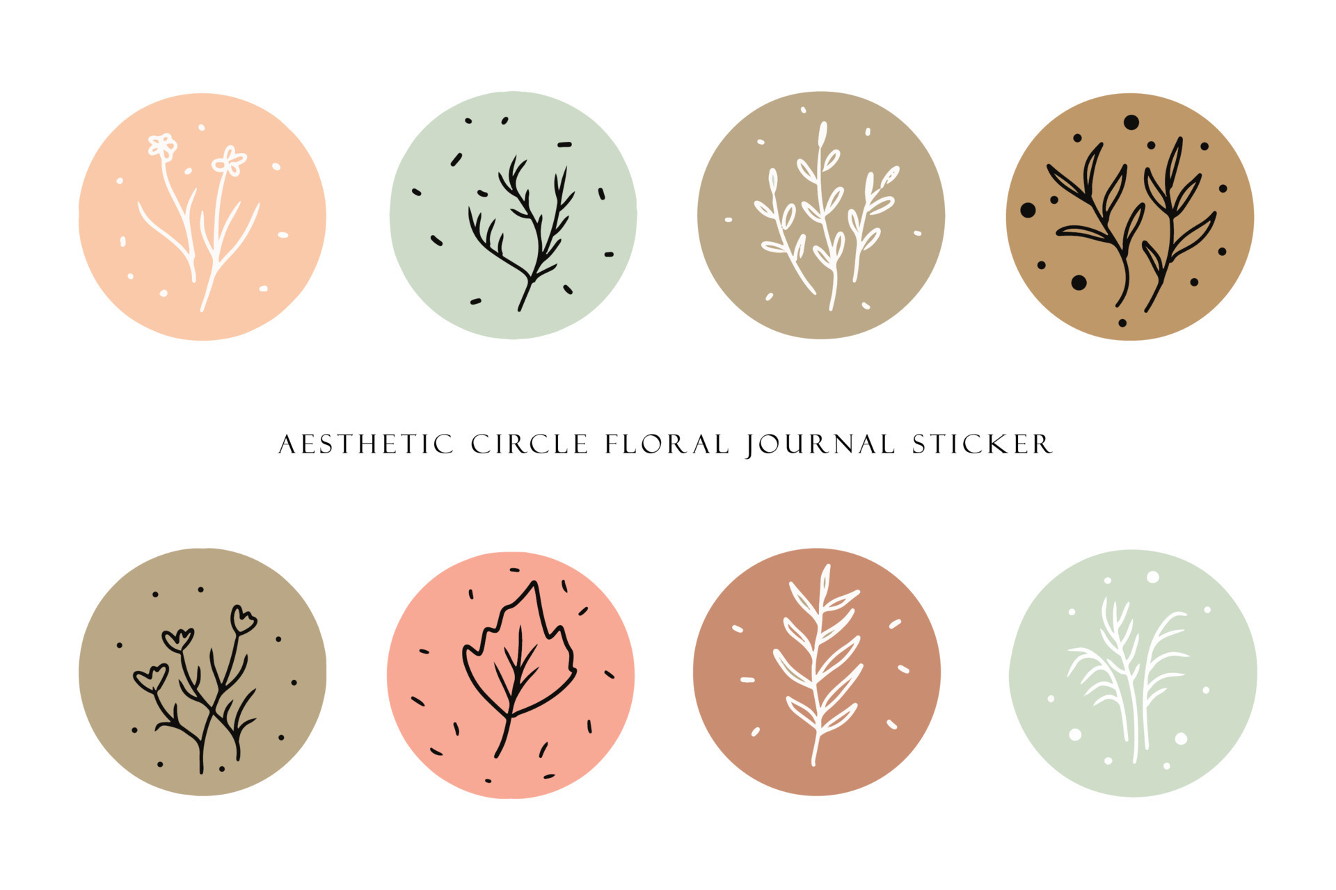 Aesthetic Cute Circle Shape Journal Sticker Collection 22917299 ...