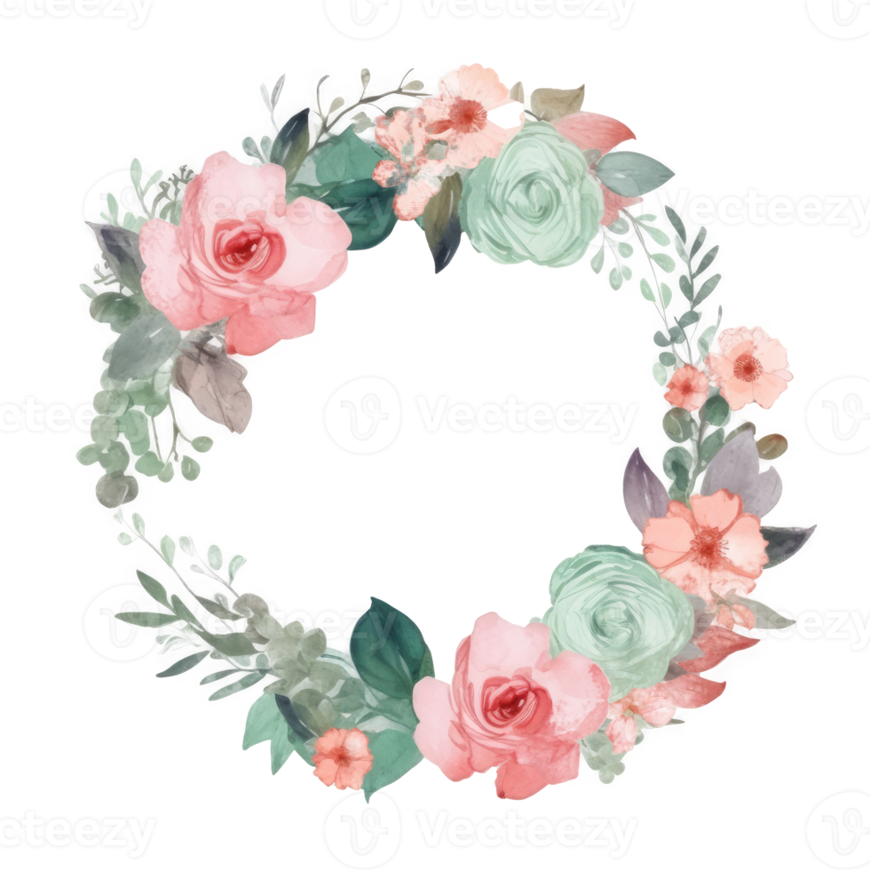 vert et rose aquarelle mariage Cadre. png