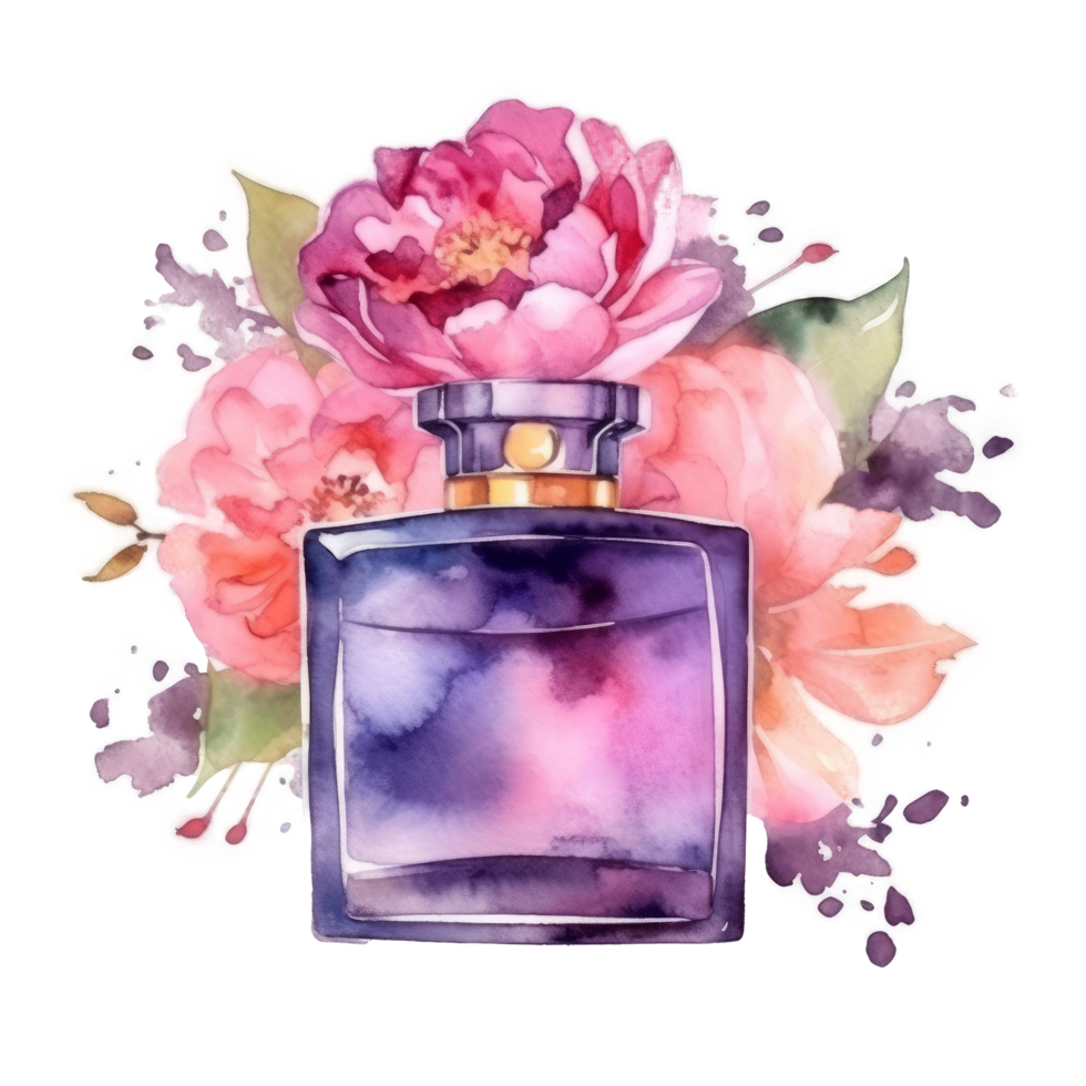 Watercolor perfume isolated png