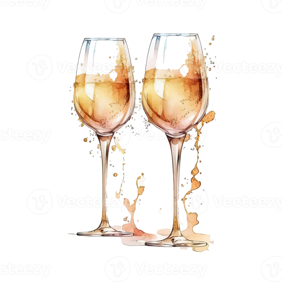 Watercolor Champagne Glasses. png