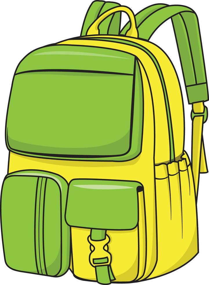 School Bag Vector Green Yellow