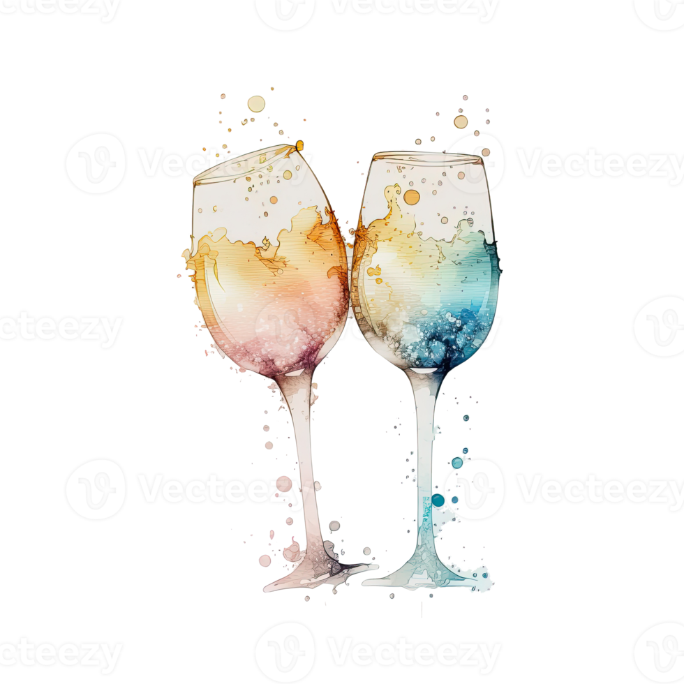 Watercolor Champagne Glasses. png
