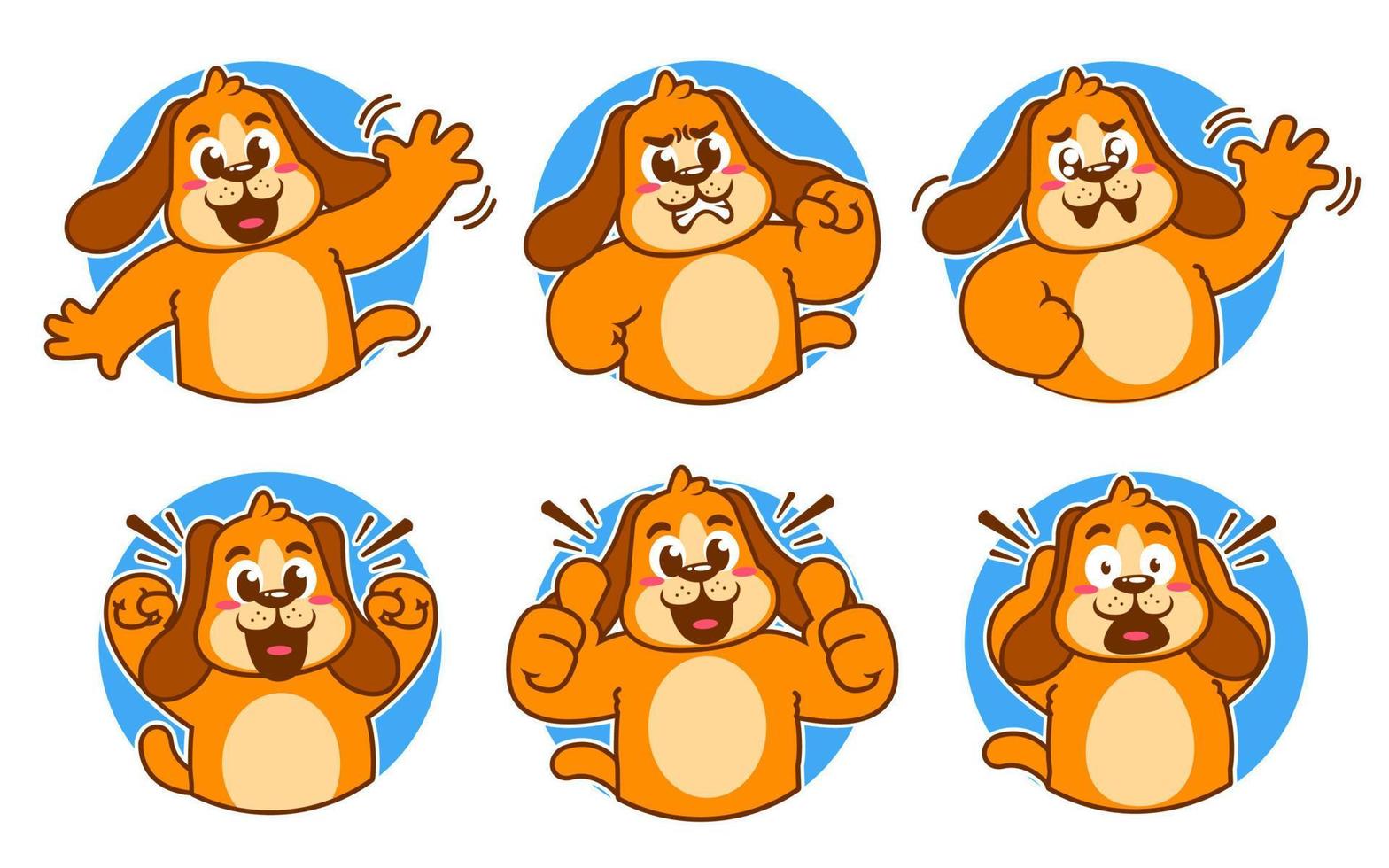 cartoon dog sticker pack vector