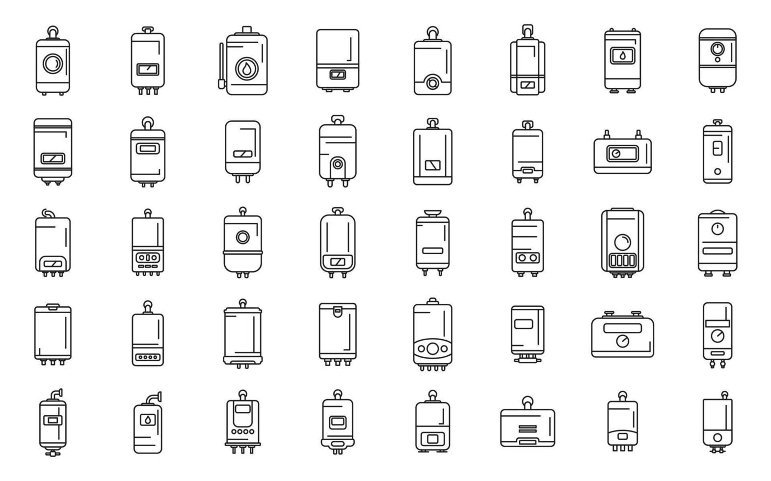 Gas boiler icons set outline vector. Room hvac vector