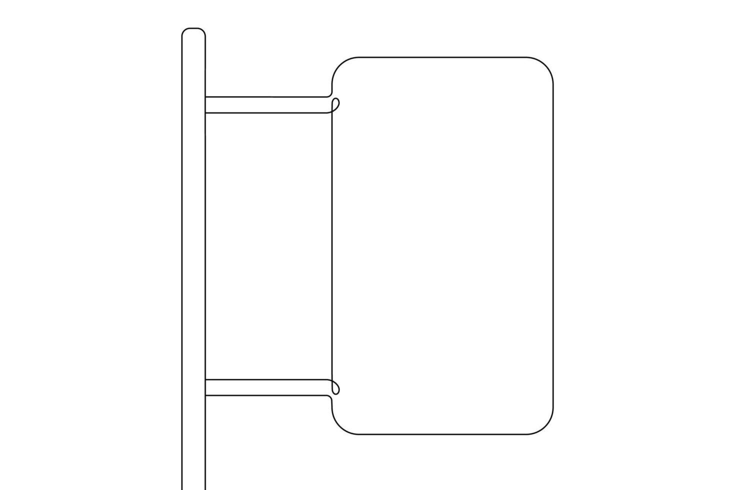 Blank banner mock up on stick. Protest placard, public transparency with holder. Single continuous line drawing. Vector illustration.