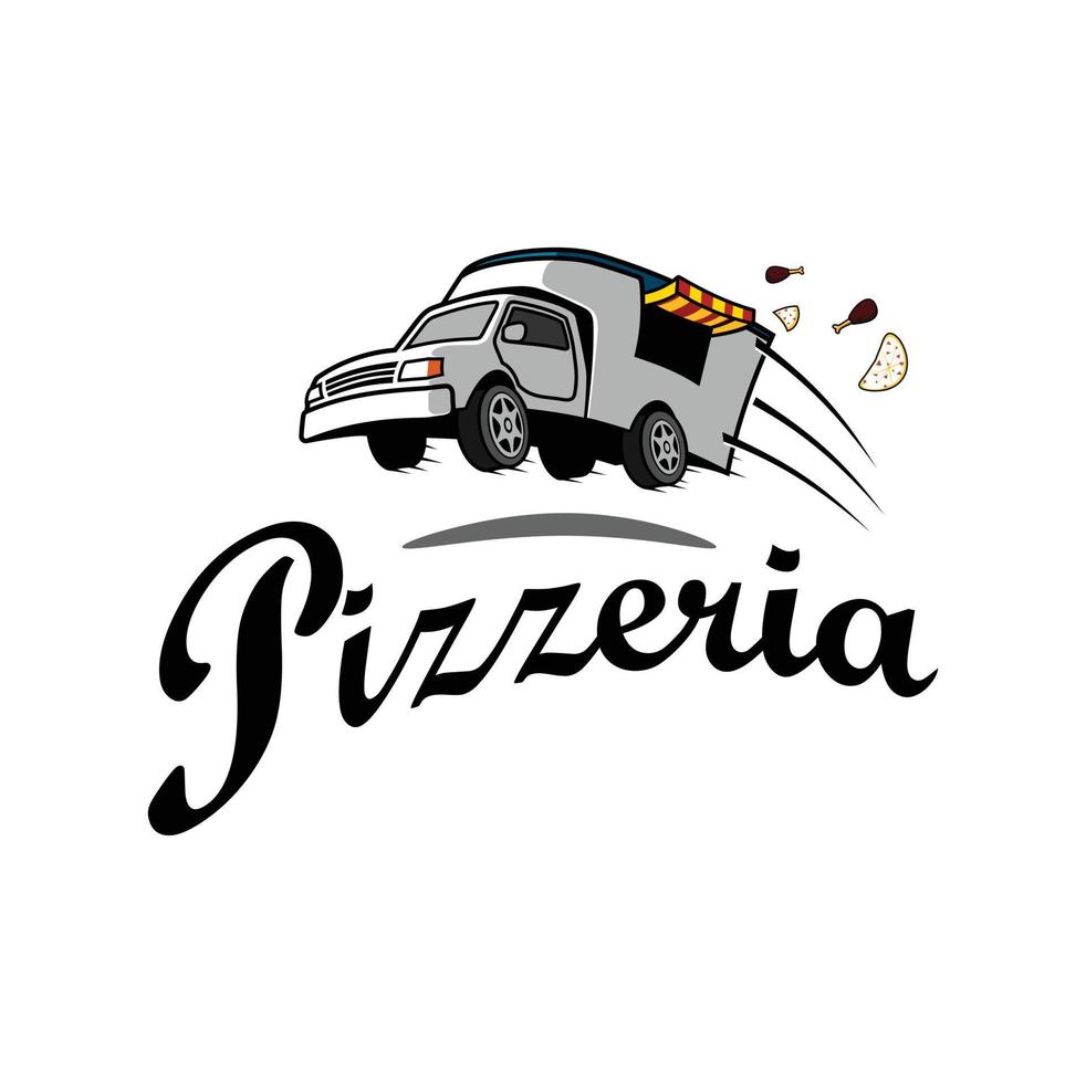 Pizzeria custom car illustration vector