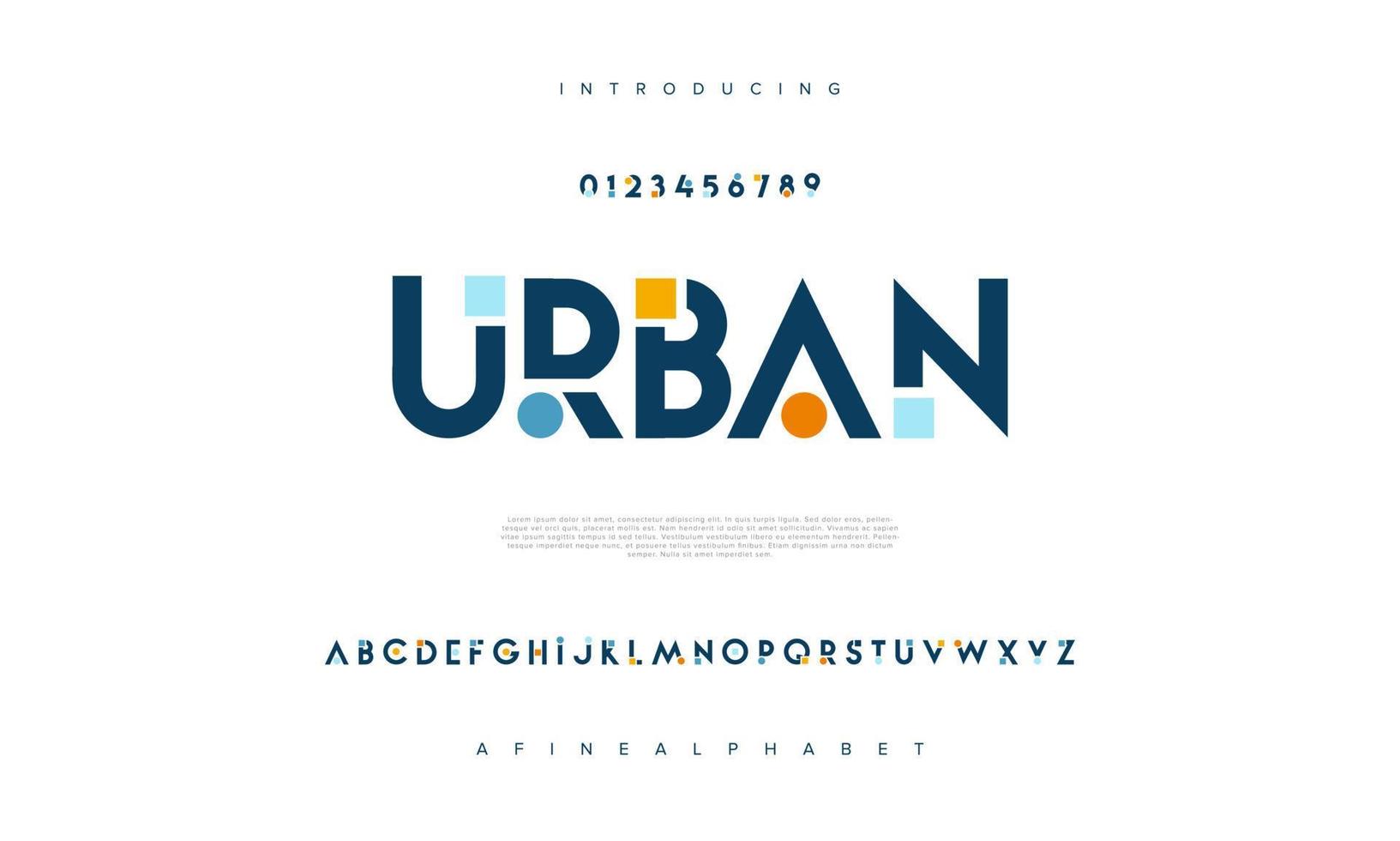 Urban abstract digital technology logo font alphabet. Minimal modern urban fonts for logo, brand etc. Typography typeface uppercase lowercase and number. vector illustration