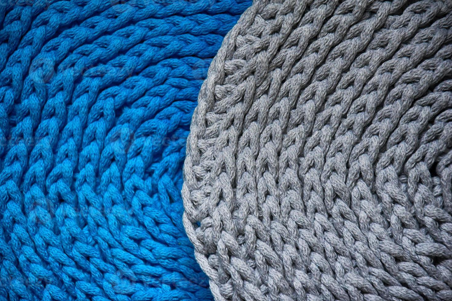 grey handmade cottoncord tablecloths on crochet hook photo