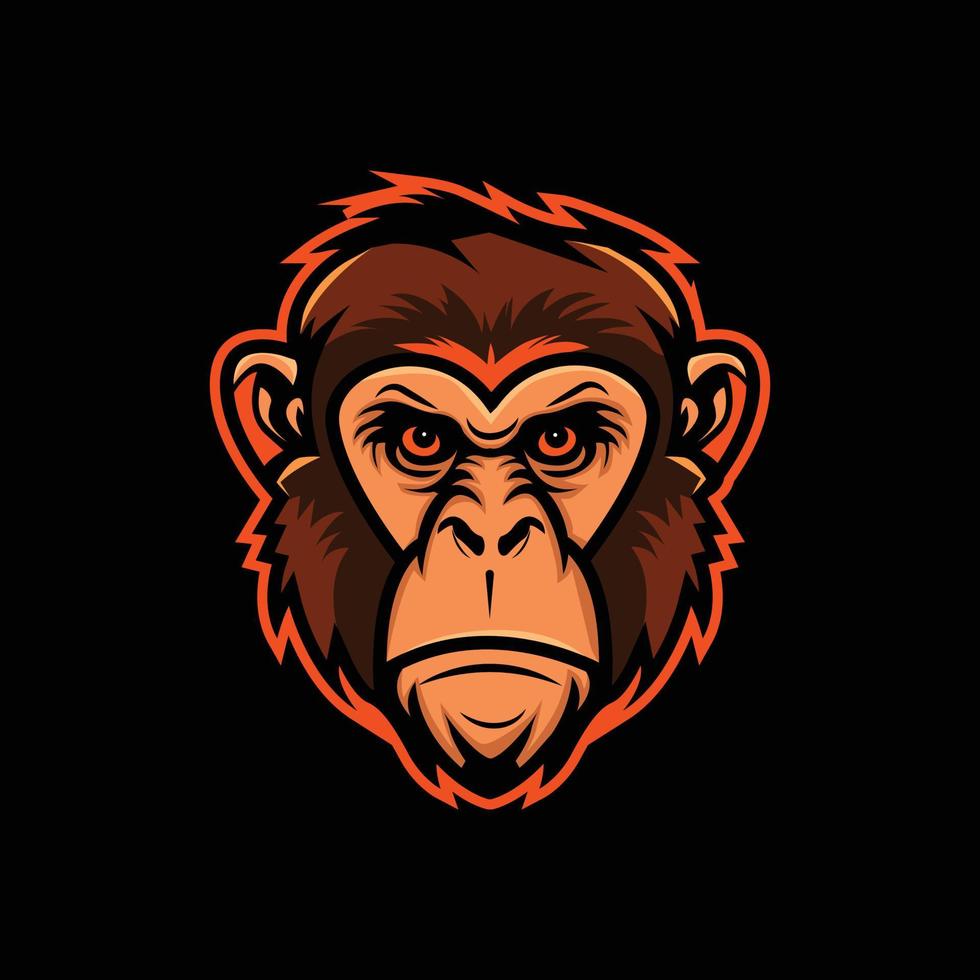 vector monkey with cap mascot logo esport template, badge, emblem, printing