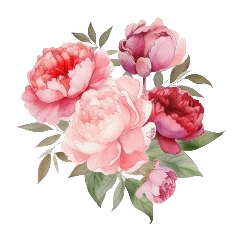 Watercolor peony flower. png