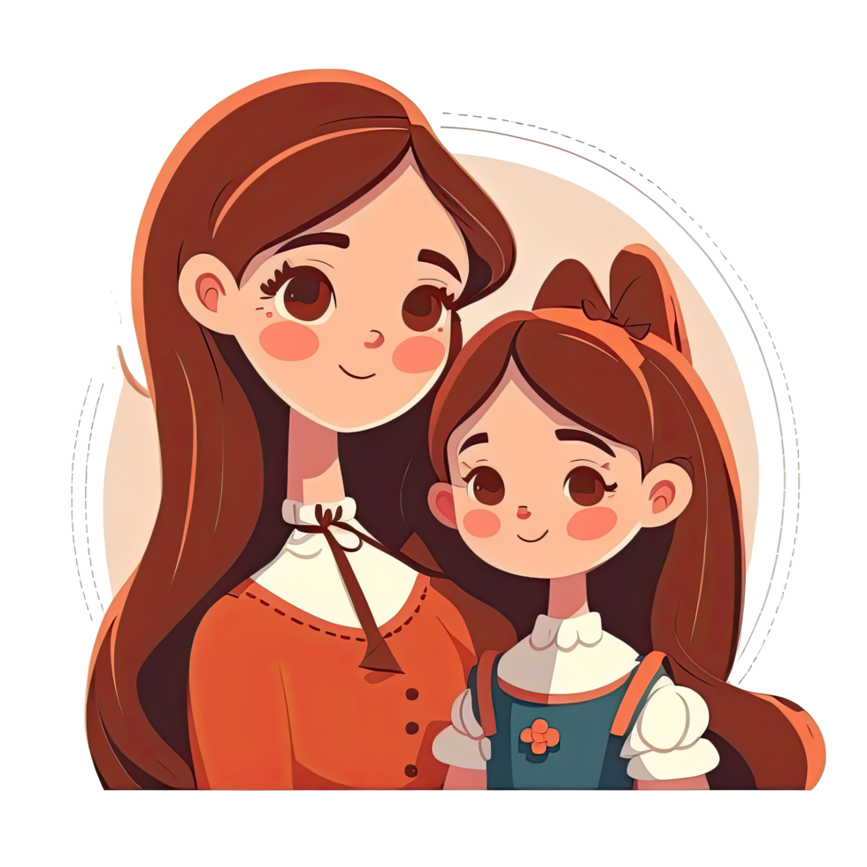 mère et fille dessin animé png