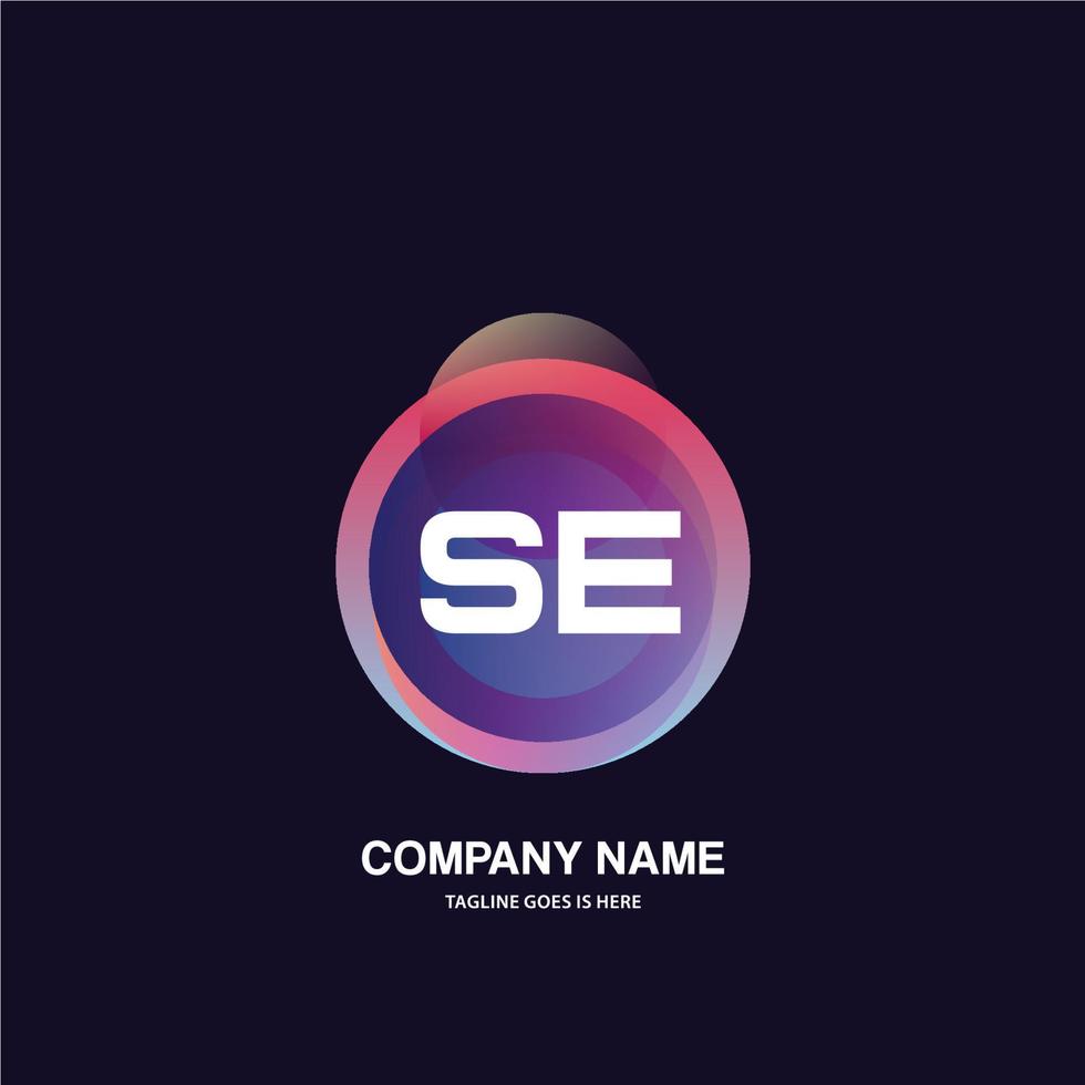 SE initial logo With Colorful Circle template vector